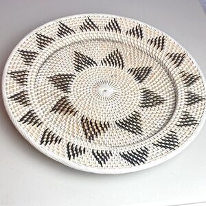 Southwestern Honey Pattern Woven Decorative Basket Tray Platter Sunflower Ratan